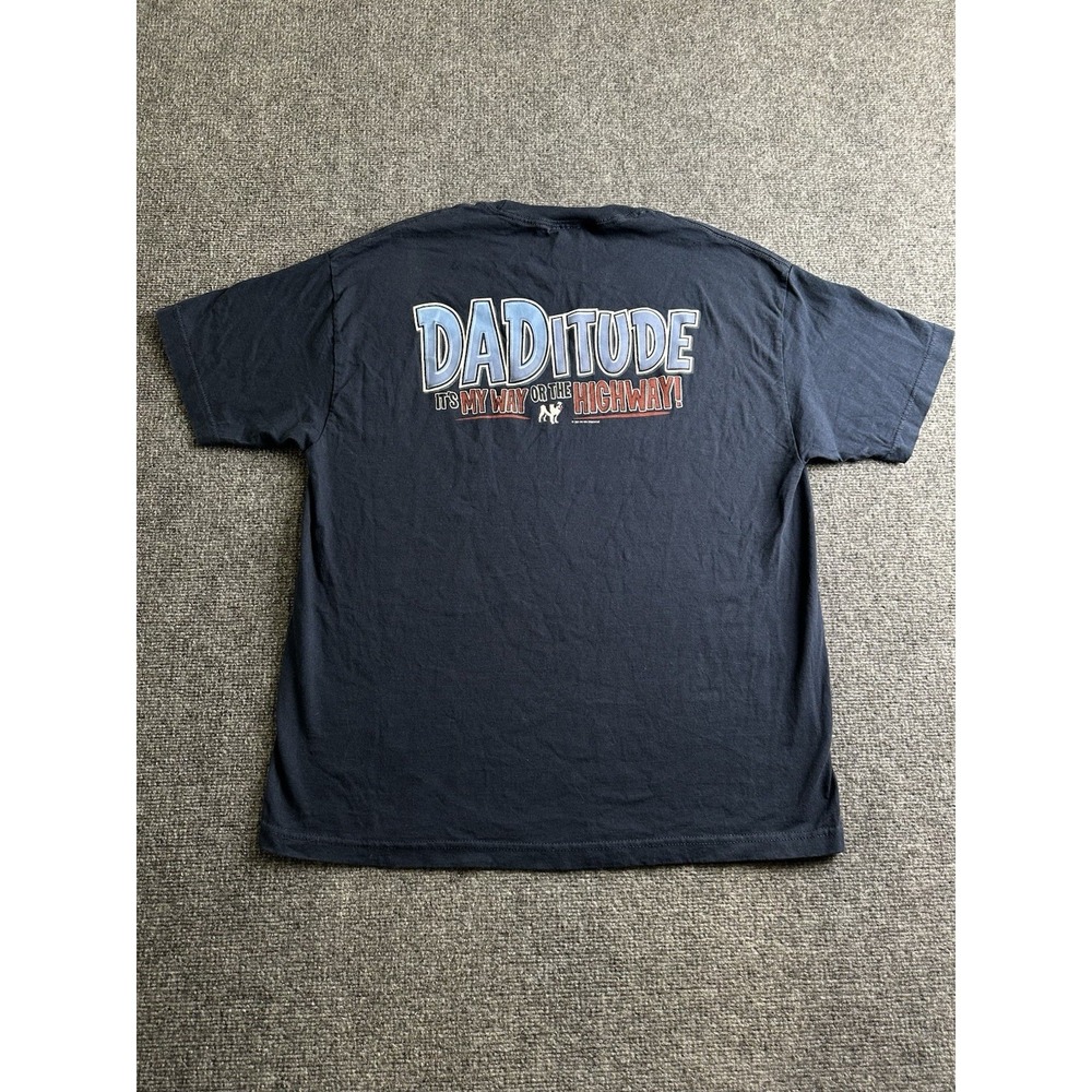 Mens 2005 Big Dogs Daditude Graphic T-Shirt Navy, Size XL